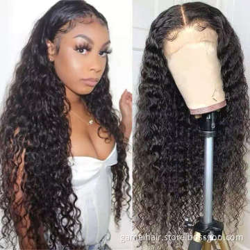 Wholesale 4X4 13X4 Deep Wave Lace Front Wig Cheap Vietnamese Curly Human Hair Pre Plucked Transparent Lace Human Hair Wig